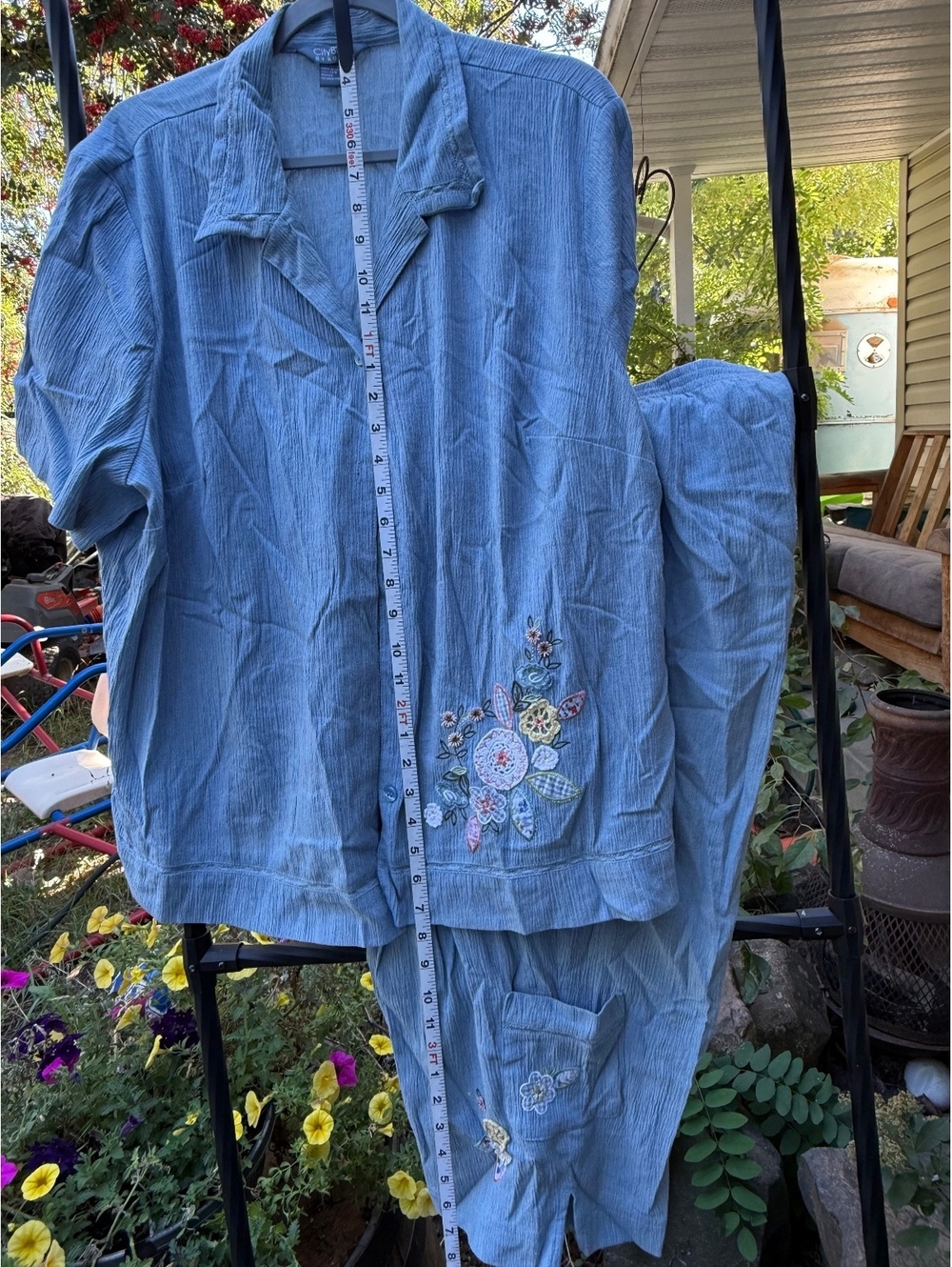 City Blues by E7 Women's Blue Embroidered Two-Piece Suit Size 22W